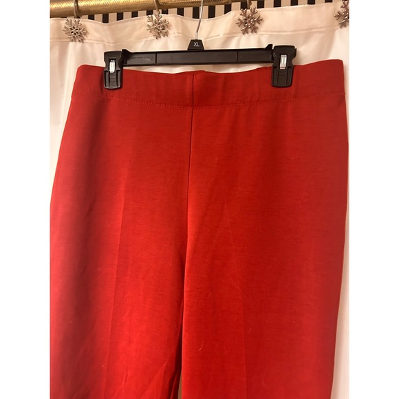 IMAN Global Chic Red Stretch Knit Straight Leg Pull On Pants Womens Large - Picture 3 of 7